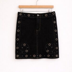 Vintage Y.O.Y.O. Grommet Denim Mini Skirt – Y2K Grunge 🖤✨
